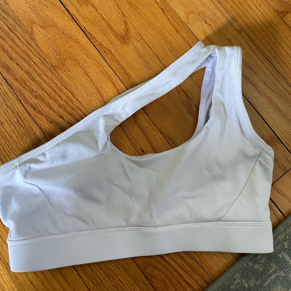 White Asymmetrical Sports Bra